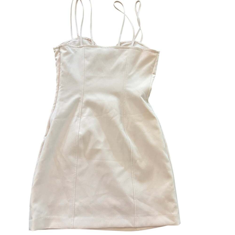 Zara NWT Triple Strap Corset Bodycon Mini Dress Cream Ivory Small - Picture 7 of 16